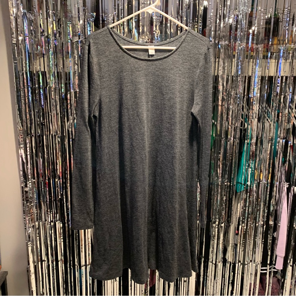 Old Navy Dark Gray Long Sleeve Skater Dress Size L